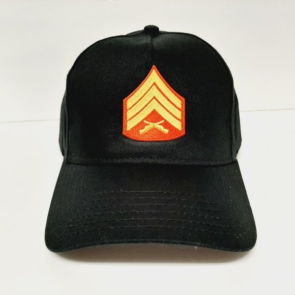 US Marine Corps Sergeant Men's Hat Ball Cap One Size Black 100% Cotton - Picture 1 of 4